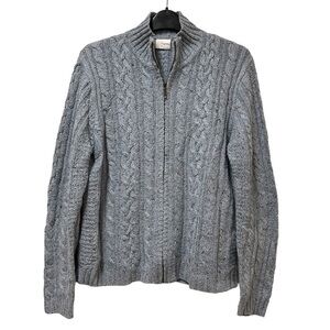 Vintage CC Hughes Cable Knit Zip Front Cardigan Sweater Size Medium